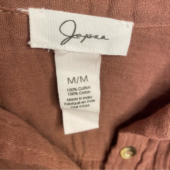 Japna Cap Sleeve Tank Top Button Up Warm Brown Loose Fit Front Tie Women Size M - Picture 8 of 10